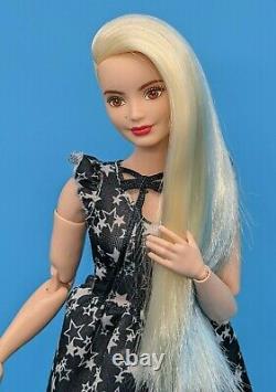 LA Girl Barbie Curvy Made to Move Doll Hybrid Blonde & Blue Hair Reroot ooak