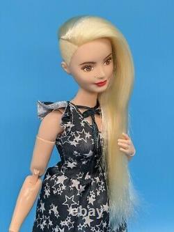 LA Girl Barbie Curvy Made to Move Doll Hybrid Blonde & Blue Hair Reroot ooak