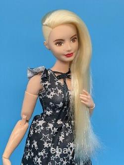 LA Girl Barbie Curvy Made to Move Doll Hybrid Blonde & Blue Hair Reroot ooak