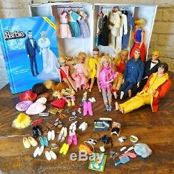 LOT 1960s Barbie Allan Ken Francie Skipper with Case Clothes Wigs Accessories Book