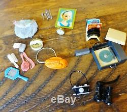 LOT 1960s Barbie Allan Ken Francie Skipper with Case Clothes Wigs Accessories Book