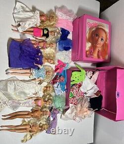 LOT 9 Barbie Dolls & 2 Fashion Trunk Dresses Accessories And More, Vintage