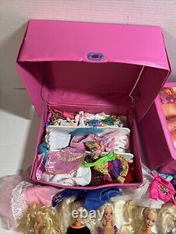 LOT 9 Barbie Dolls & 2 Fashion Trunk Dresses Accessories And More, Vintage