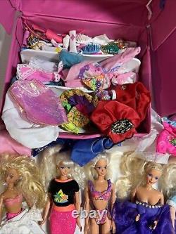 LOT 9 Barbie Dolls & 2 Fashion Trunk Dresses Accessories And More, Vintage