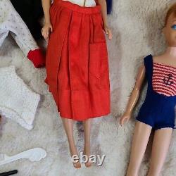 LOT Vtg 1960's Mattel BARBIE Ponytail #4 & Skipper Doll with Original Outfits +Ken