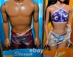 LOT of 5-NIB-2001 PALM BEACH BARBIE, STEVEN, SKIPPER, LEA & CHRISTIE DOLLS-POOL