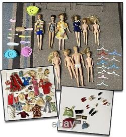 LOT of RARE BARBIE Dolls BRUNETTE SWIMSUIT Clothes Accessories EARLY 1960's