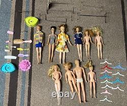 LOT of RARE BARBIE Dolls BRUNETTE SWIMSUIT Clothes Accessories EARLY 1960's