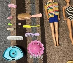 LOT of RARE BARBIE Dolls BRUNETTE SWIMSUIT Clothes Accessories EARLY 1960's