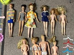 LOT of RARE BARBIE Dolls BRUNETTE SWIMSUIT Clothes Accessories EARLY 1960's