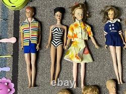 LOT of RARE BARBIE Dolls BRUNETTE SWIMSUIT Clothes Accessories EARLY 1960's