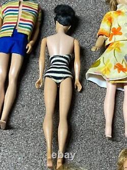 LOT of RARE BARBIE Dolls BRUNETTE SWIMSUIT Clothes Accessories EARLY 1960's