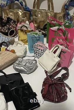 LOT of over 39 Barbie purses and shopping bags