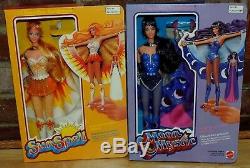 Lot 2 Rare Vtg 1979 Mattel Guardian Goddess Sun Spell & Moon Mystic Dolls Nib