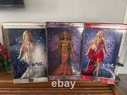 Lot 3 Barbie Complete Diva Collection Gone Platinum, Red Hot, All That Glitters