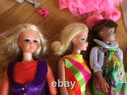 Lot 3 Vintage Dolls, Case, ClothesTNT Barbie, Skipper, Live Action PJ 1970s