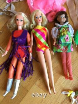 Lot 3 Vintage Dolls, Case, ClothesTNT Barbie, Skipper, Live Action PJ 1970s