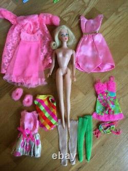 Lot 3 Vintage Dolls, Case, ClothesTNT Barbie, Skipper, Live Action PJ 1970s