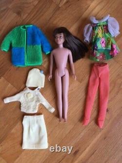 Lot 3 Vintage Dolls, Case, ClothesTNT Barbie, Skipper, Live Action PJ 1970s