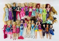 Lot Of 26 Various Barbies And Disney Princess Fashion Dolls + Accessories