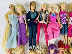 Lot Of 26 Various Barbies And Disney Princess Fashion Dolls + Accessories