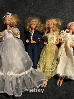 Lot Of 5 Vintage Barbie Dolls 1970/1980s Made In Taiwan Popular Outfits Rare Mod