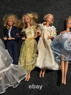 Lot Of 5 Vintage Barbie Dolls 1970/1980s Made In Taiwan Popular Outfits Rare Mod