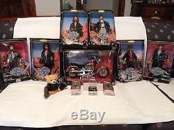 Lot Of 7 Harley Davidson Barbie -4-barbie Dolls -2-ken Dolls -1-fatboy