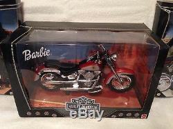 Lot Of 7 Harley Davidson Barbie -4-barbie Dolls -2-ken Dolls -1-fatboy