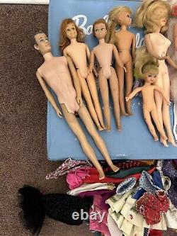 Lot Of Vintage Barbies Case & Clothes TLC