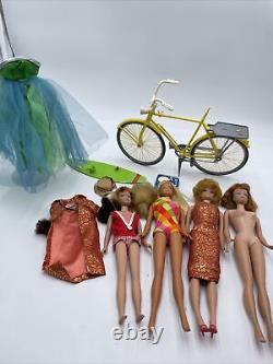 Lot Of Vintage Matte Barbie Dolls 1960's Bendy Legs/malibu/ Bubblecut/midge +++