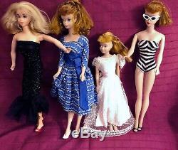 Lot Vintage Barbie Dolls with Case & Clothes