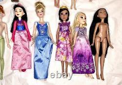 Lot of 15 Disney Princess Barbie Dolls Moana Elena? Mulan Belle Elsa Pocahontas