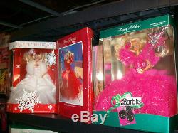Lot of 1988 1998 Happy Holiday Barbies Complete Set SALE FREE SHIPPING