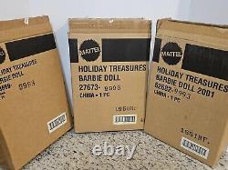 Lot of 3 HOLIDAY TREASURES Barbie Dolls, 1999, 2000 & 2001 With Shipping Boxes