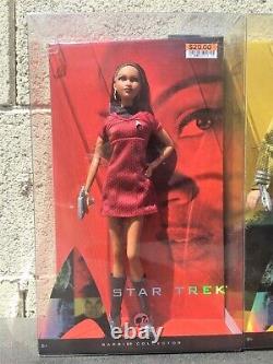 Lot of 3 Star Trek Pink Label Barbie Doll Uhura/Kirk/Spock 2009 Mattel