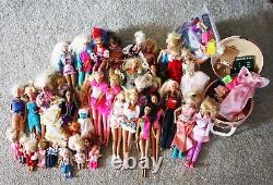 Lot of 35 Loose Mattel Barbie Dolls 1990s with extra Clothes and Accessories