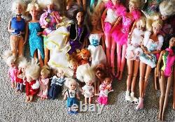 Lot of 35 Loose Mattel Barbie Dolls 1990s with extra Clothes and Accessories