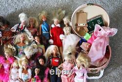 Lot of 35 Loose Mattel Barbie Dolls 1990s with extra Clothes and Accessories