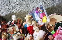 Lot of 35 Loose Mattel Barbie Dolls 1990s with extra Clothes and Accessories