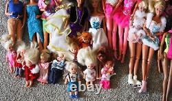 Lot of 35 Loose Mattel Barbie Dolls 1990s with extra Clothes and Accessories