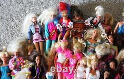 Lot of 35 Loose Mattel Barbie Dolls 1990s with extra Clothes and Accessories