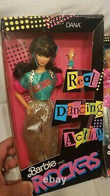 Lot of 4 Vintage 1986 The Rockers Dolls In Box Barbie, Diva, Dee Dee, & Dana