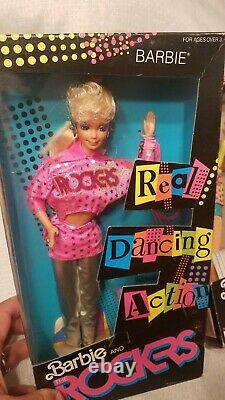 Lot of 4 Vintage 1986 The Rockers Dolls In Box Barbie, Diva, Dee Dee, & Dana