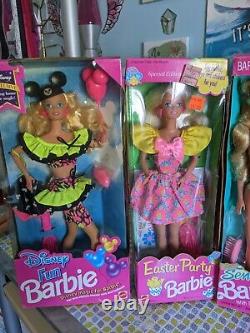 Lot of 7 Vintage 90s Barbie Dolls Mattel