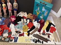 MASSIVE LOT Vintage Barbie Ken Midge Mattel 1960's Dolls/Clothes/Access