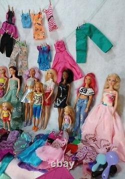 MATTEL Barbie dolls, clothing, furniture, case, and accessories Lot 90's & 00's