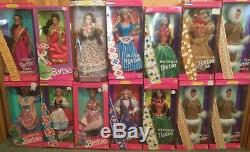 MATTEL Dolls Of The World Barbie Collection Lot of 14 Never Removed From Box