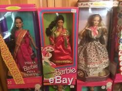 MATTEL Dolls Of The World Barbie Collection Lot of 14 Never Removed From Box