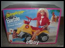MATTEL LOT Baywatch Barbie and Ken RESCUE CRUISER AND WHEELS NRFB GREAT SET